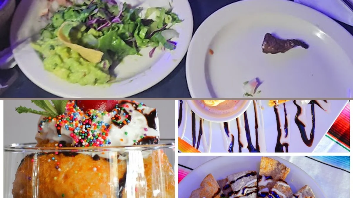 Colorful plates on a restaurant table.